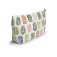 Watercolor Leaf Stamp Accessory Pouch w T-bottom in Green